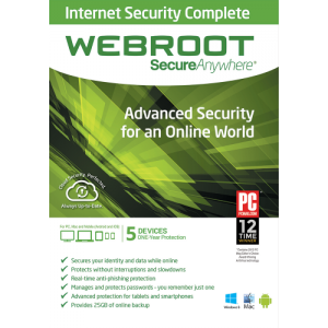 Webroot Secureanywhere Internet Security Complete For 5 Devices / 1 Year